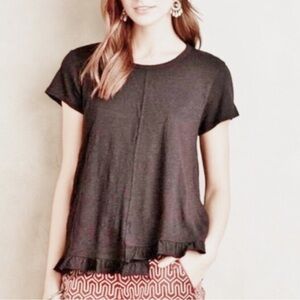 Anthropologie Charcoal Short Sleeve Top